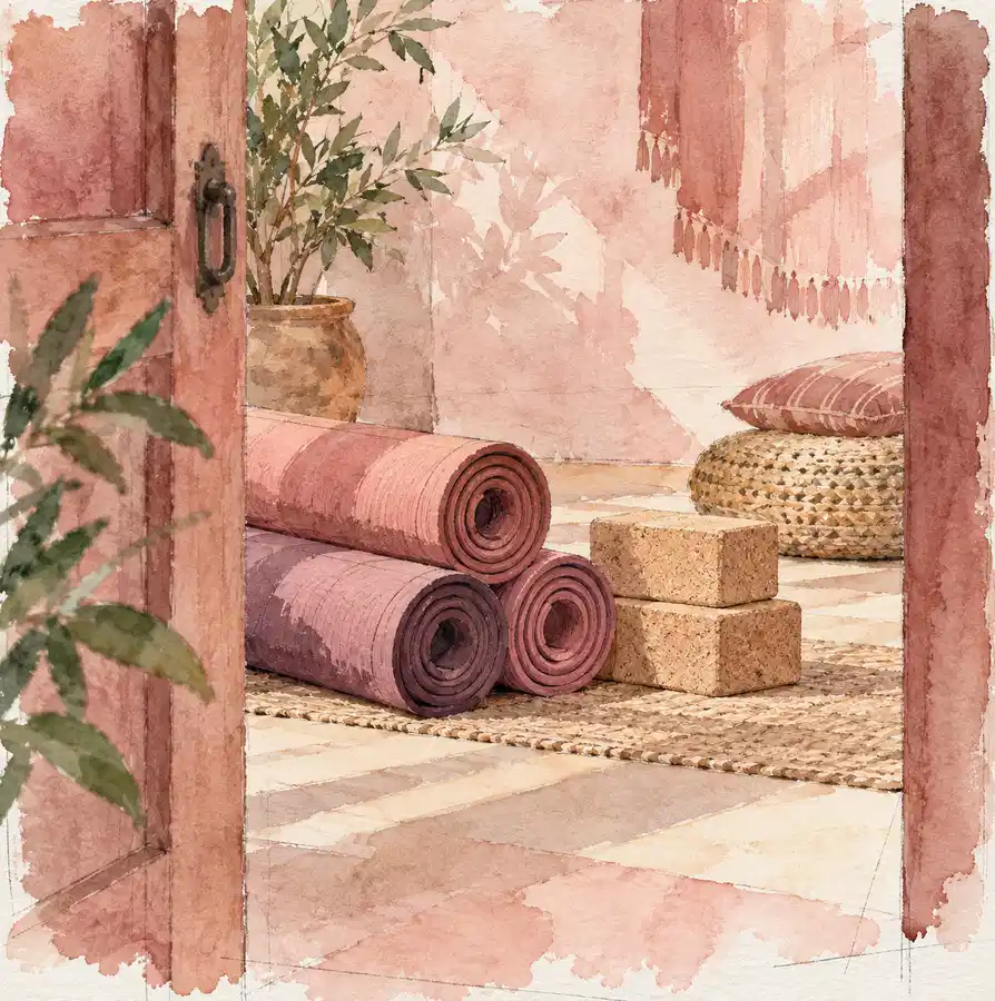 Illustration of wellness businesses equipment and workspace