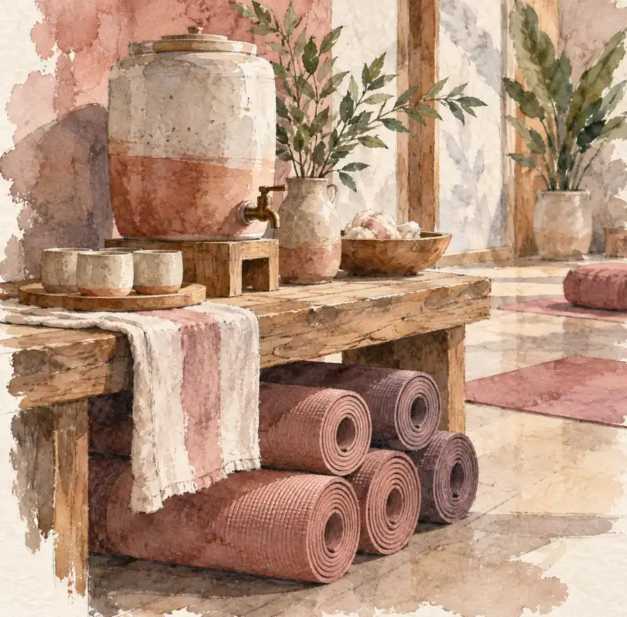 Illustration of wellness businesses equipment and workspace